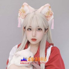 画像7: ロリータ風 少女用ヘアアクセ 花のヘアクリップ ふわふわネコ耳とフリンジのヘアアクセ 漫展コスプレ ヘアバンド コスプレ道具 abccos製 「受注生産」 (7)