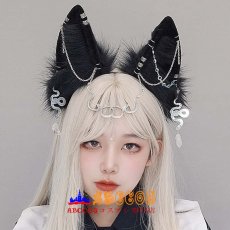 画像8: 手作り ダーク系 ふわふわのヘッドアクセサリー コスプレ小道具 金属の蛇飾り ヘアアクセサリー リアルな動物の耳のヘッドバンド コスプレ道具 abccos製 「受注生産」 (8)