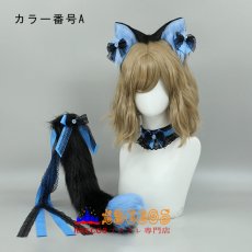 画像2: 手作ロリータ獣耳獣尾アクセサリー レースヘッドバンド首輪 ネコ耳ヘアバンド ネコ尾セット コスプレ道具 abccos製 「受注生産」 (2)