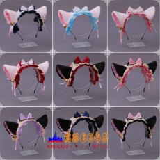 画像14: かわいいロリータレースリボンヘアアクセサリー ネコヘッドバンド 手作りネコ耳ヘアバンド コスプレ道具 abccos製 「受注生産」 (14)