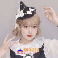 画像13: ゴシック風 魔法少女ヘアピン ロリータアクセサリー ハロウィン ヘアクリップ レースバタフライヘッドアクセサリー 魔女帽 コスプレ道具 abccos製 「受注生産」 (13)