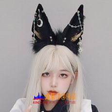 画像5: 手作 レトロヘッドアクセサリー 豪華なパールチェーン ダークヘアアクセサリー cosplayアイテム シミュレーション動物の耳ヘッドバンド コスプレ道具 abccos製 「受注生産」 (5)