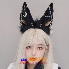 画像8: 手作 レトロヘッドアクセサリー 豪華なパールチェーン ダークヘアアクセサリー cosplayアイテム シミュレーション動物の耳ヘッドバンド コスプレ道具 abccos製 「受注生産」 (8)