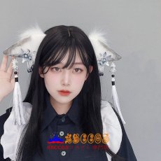 画像3: 古風墨流しヘアアクセサリー フリンジ付きプラッシュヘッドアクセサリー 少女用道具 リアルな動物耳付きヘアバンド コスプレ道具 abccos製 「受注生産」 (3)