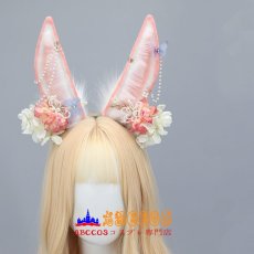 画像3: ロリータヘアアクセサリー 花とパールのヘッドアクセサリー ふわふわシミュレーション動物耳 少女ヘッドバンド 兎耳のヘアバンド コスプレ道具 abccos製 「受注生産」 (3)