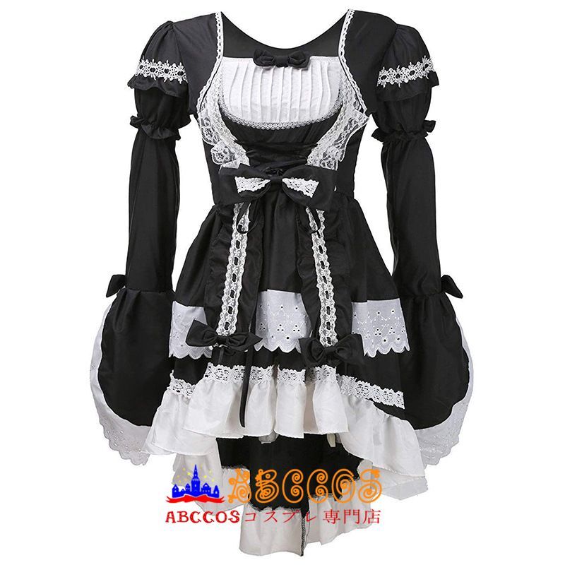 ロリータ風 ゴスロリ風　lolita レディース　パーティー ゴスロリドレス ピンク ブラック メイド服 コスプレ衣装 abccos製 「受注生産」